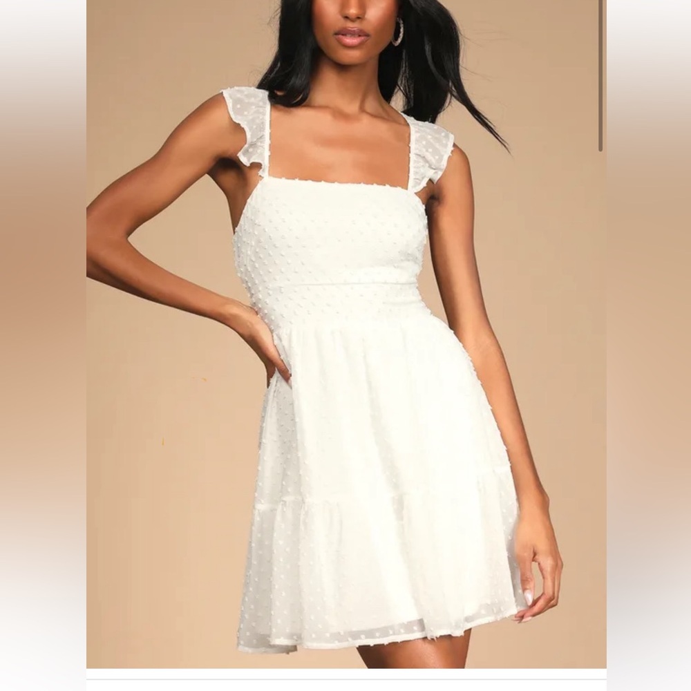 Lulu's White Ruffled Tiered Midi Sundress